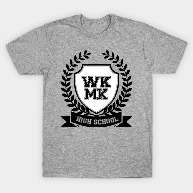 Weki Meki Crest (black and white version) T-Shirt by Silvercrystal